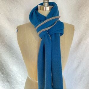 Pure cashmere teal blue textured scaf